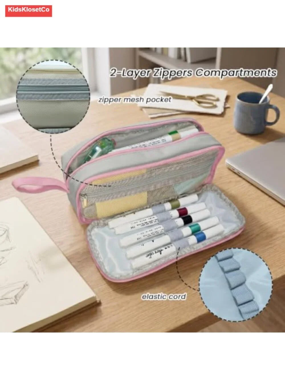 Quilted Cotton Pencil Pouch with Metal Zipper, Cute Aesthetic School Supplies,